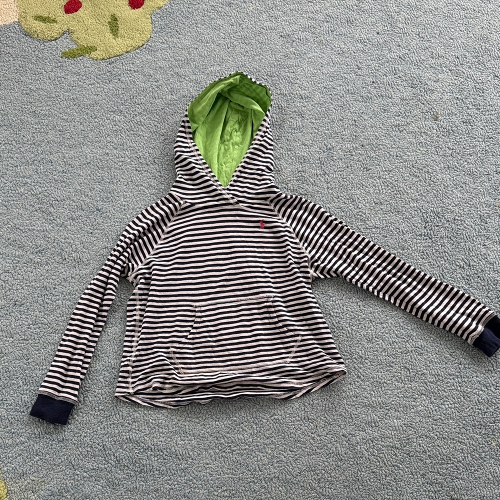 Polo by Ralph Lauren Kids Striped Hoodie with Green Hood
